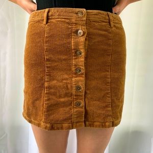 Tan corduroy mini skirt